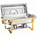 Rectangular Gold and Silver Chafing Dish Set