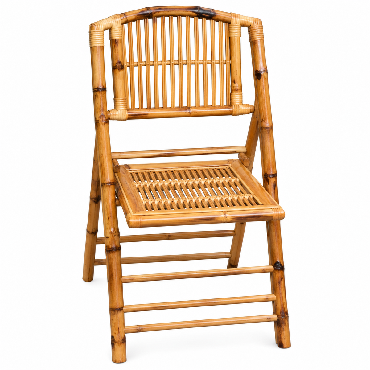 Rustic Honey-Brown Bamboo Rattan Chair