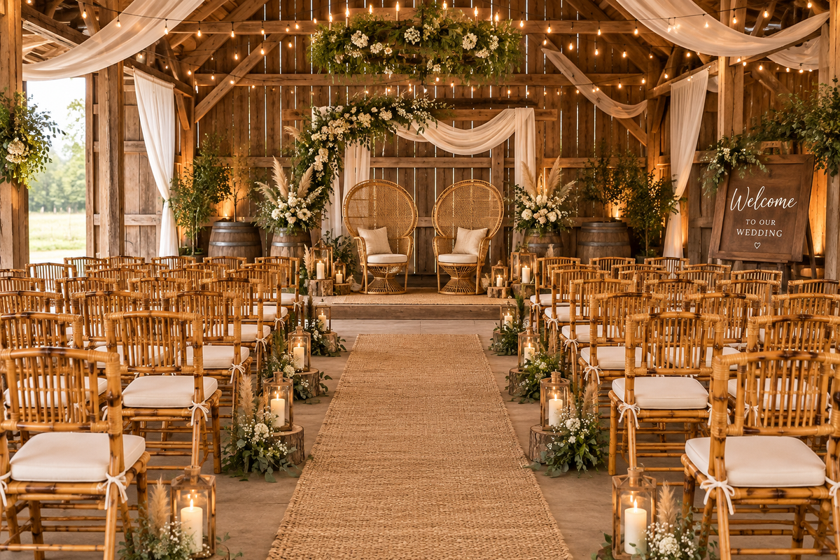 Rustic Honey-Brown Bamboo Rattan Chair