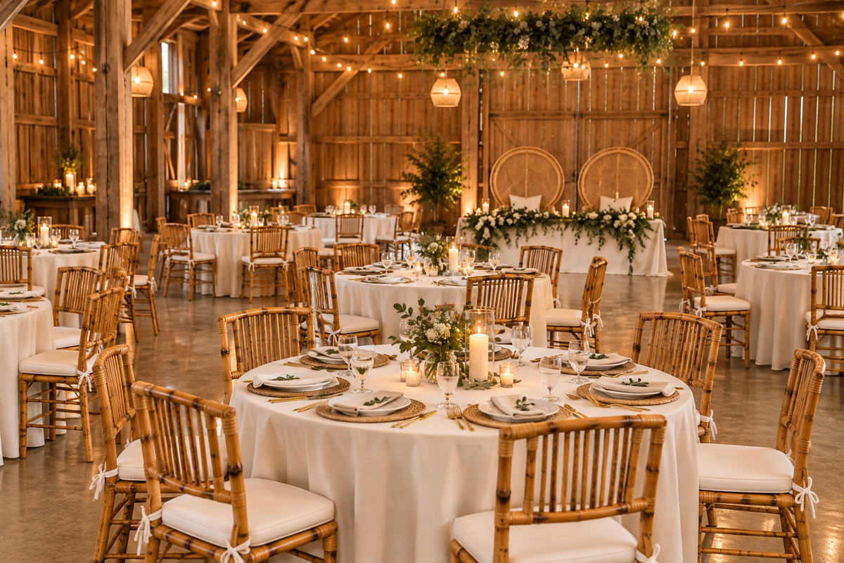 Rustic Honey-Brown Bamboo Rattan Chair